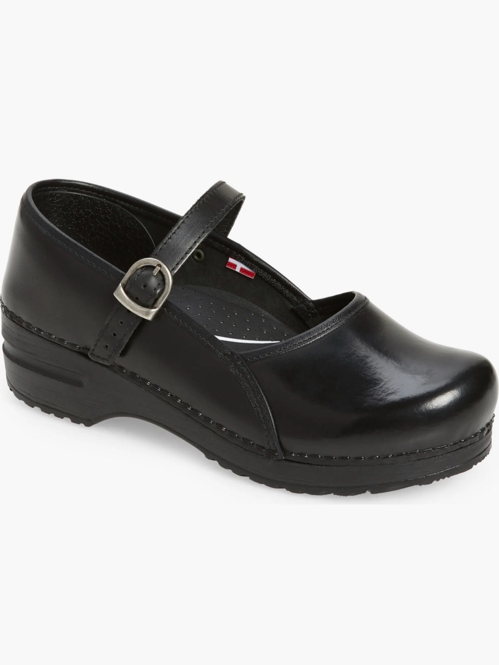 Sanita Black Mary Jane 
Clogs with Buckle